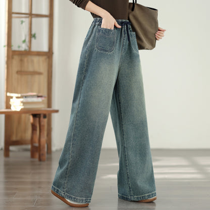 Women's Jeans Elastic Waist Baggy Wide Leg Pants