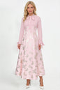 Women's Tie-neck Pleated Top Satin Gilded Party Long Dress - LAI MENG FIVE CATS