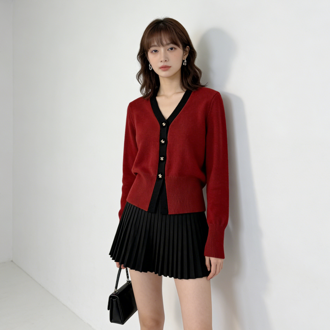 Women's Cardigan Sweater V-Neck Knit Long Sleeve Top