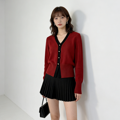 Women's Cardigan Sweater V-Neck Knit Long Sleeve Top