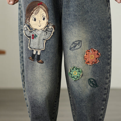 Women Jeans Denim Pants Elastic Waist