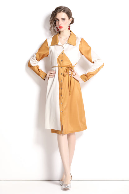 SSY-Women's Floral Print Button up Long Sleeve Midi Dress