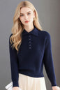 Women's Long Sleeve Button Polo Shirts Sweater Blouse