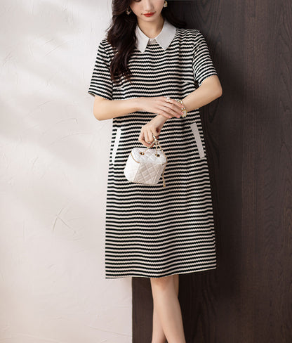 Women's Summer Fashion Causul Short Sleeve Polo Neck Mini Dress