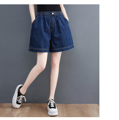 Women's High Waisted Baggy Jean Wide Leg Denim Shorts - LAI MENG FIVE CATS