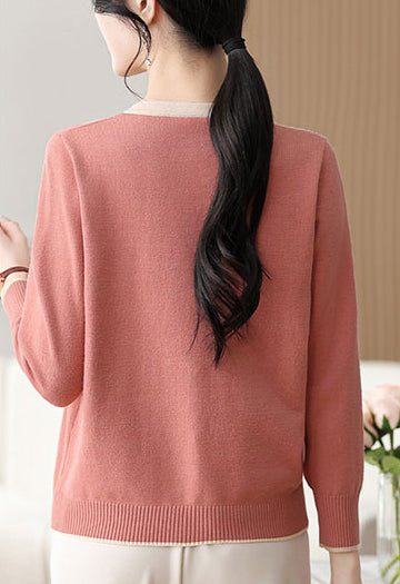Elegant Pearl Long Sleeve Knit Sweater Pullover Top
