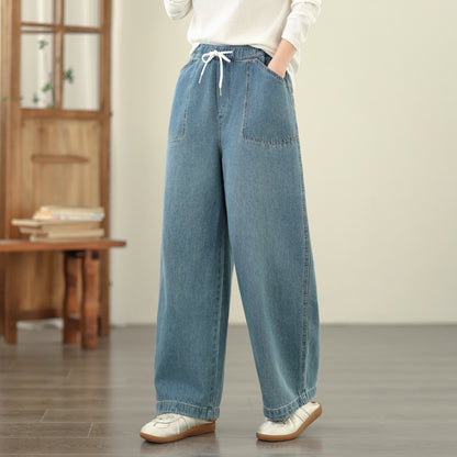 Women's Jeans Elastic Waist Baggy Wide Leg Pants