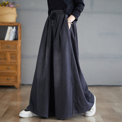 Drawstring Trendy Side Slit Wide Leg Pants