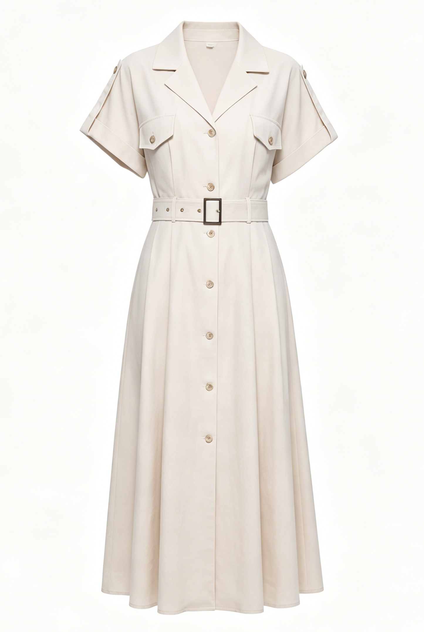 Women’s Loose Fit A-Line Shirt Dress with Belt
