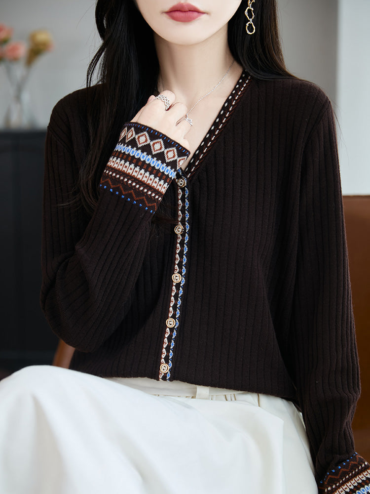 Women's Tribal Ethnic Graphic Sweater Cardigan Knit