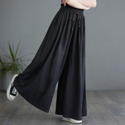 Loose Elastic Waisted Drawstring Wide Leg Pants