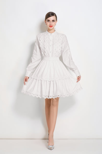 Women's 2 Piece Skirt Set Lace Elastic Waist Mini Dress