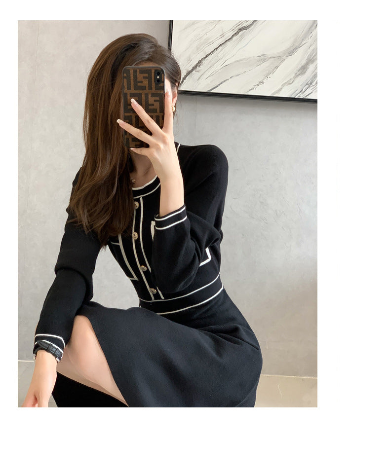 Women's Long Sleeve Knit Sweater Midi Dress