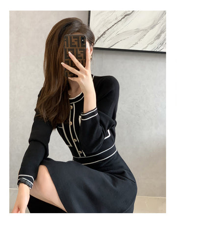 Women's Long Sleeve Knit Sweater Midi Dress