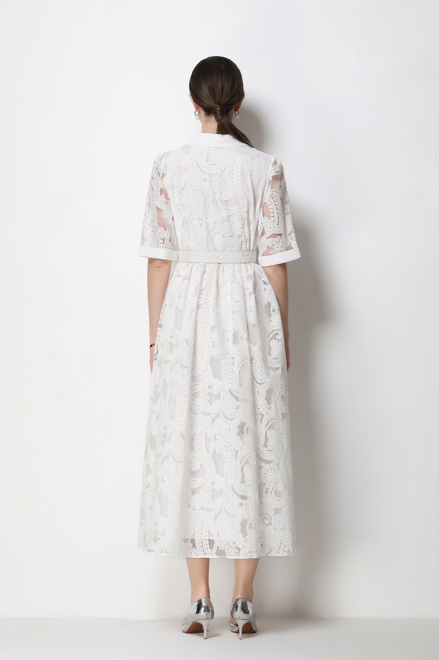 Elegant Lace Mesh Midi Dress for Women