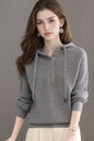 Women's Hoodie Sweater Drawstring Knit Sweatshirt