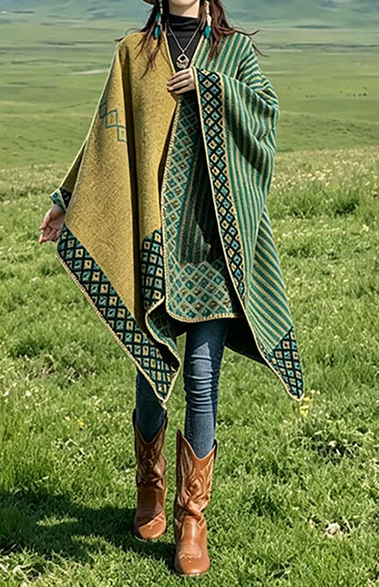 28688 Teal Printed Acrylic Travel Shawl – Oversized Wrap