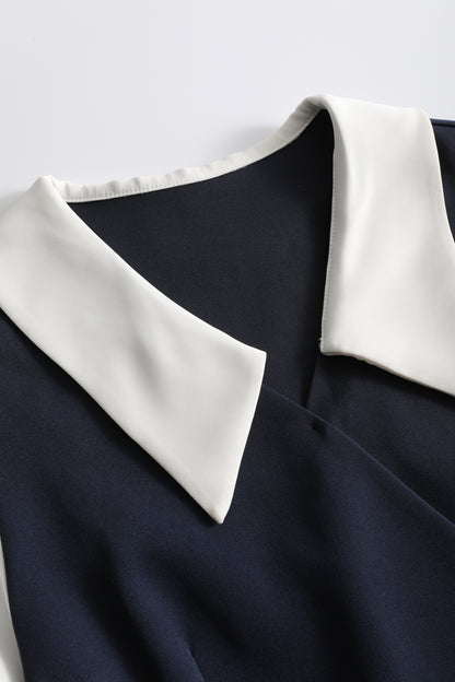 Women's  Lapel V-Neck Preppy Dress Midi Dresses