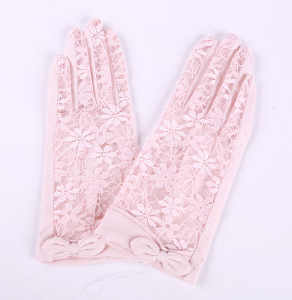 Lace Bow Gloves for Women Sun Uv Protection Gloves