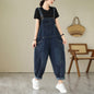 Stretchy Loose Bib Overalls with Pockets