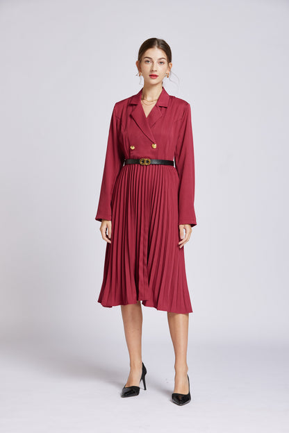 FSY-Women's Lapel Neck Double Breasted Blazer Dress