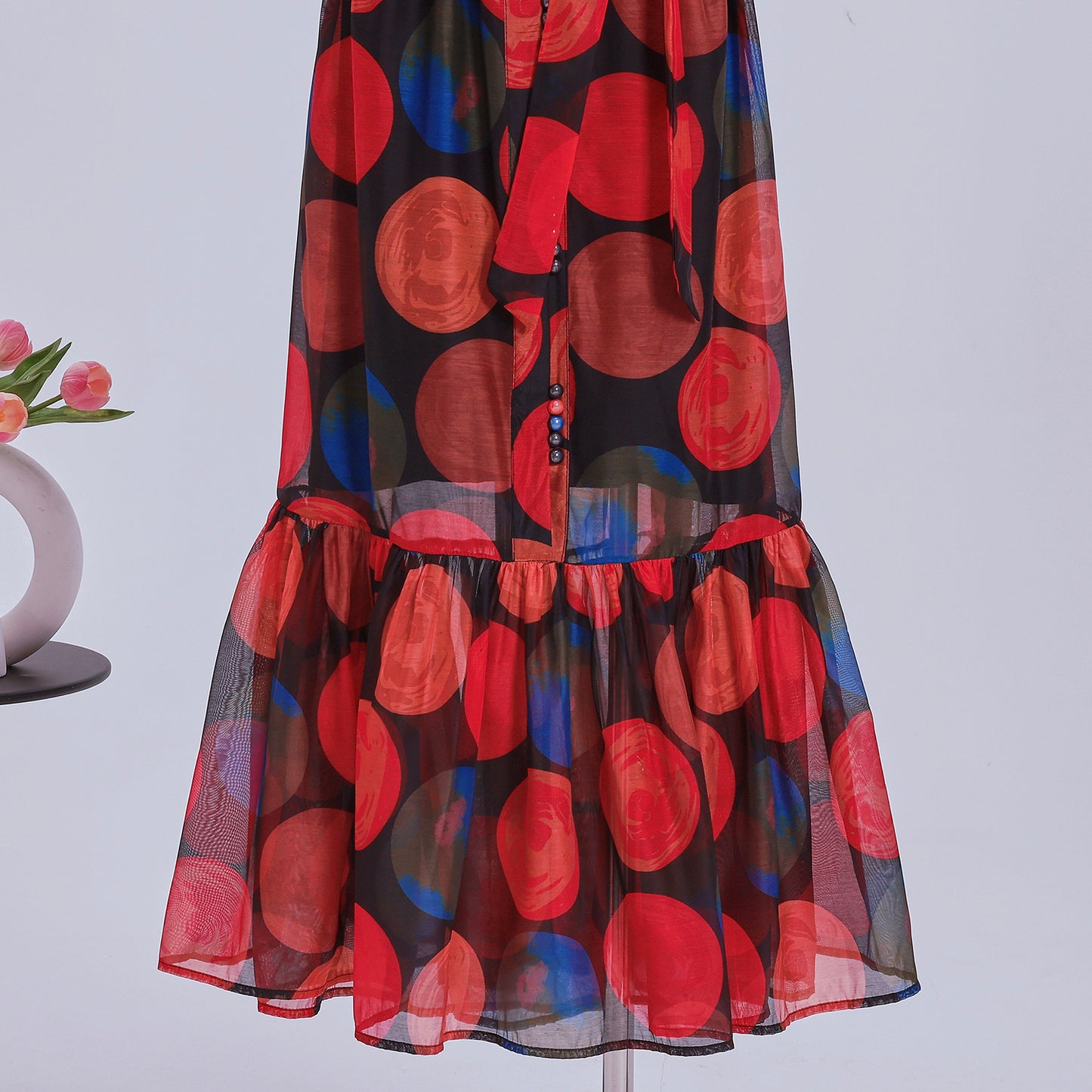 Women's Floral Print Puff Sleeve Fishtail Loose Maxi Dress