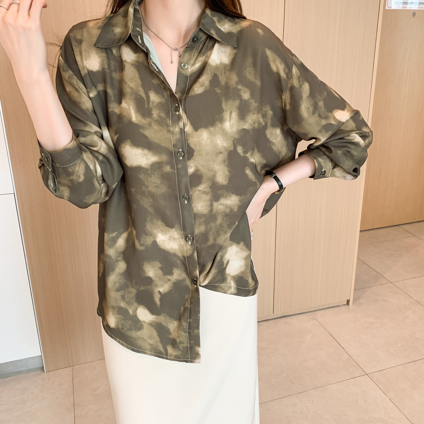 26-Women's Button Floral Print Shirt Loose fit Blouse
