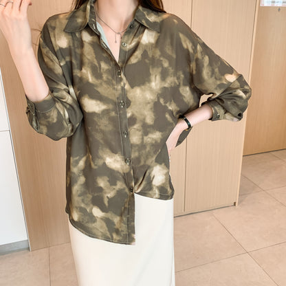 26-Women's Button Floral Print Shirt Loose fit Blouse