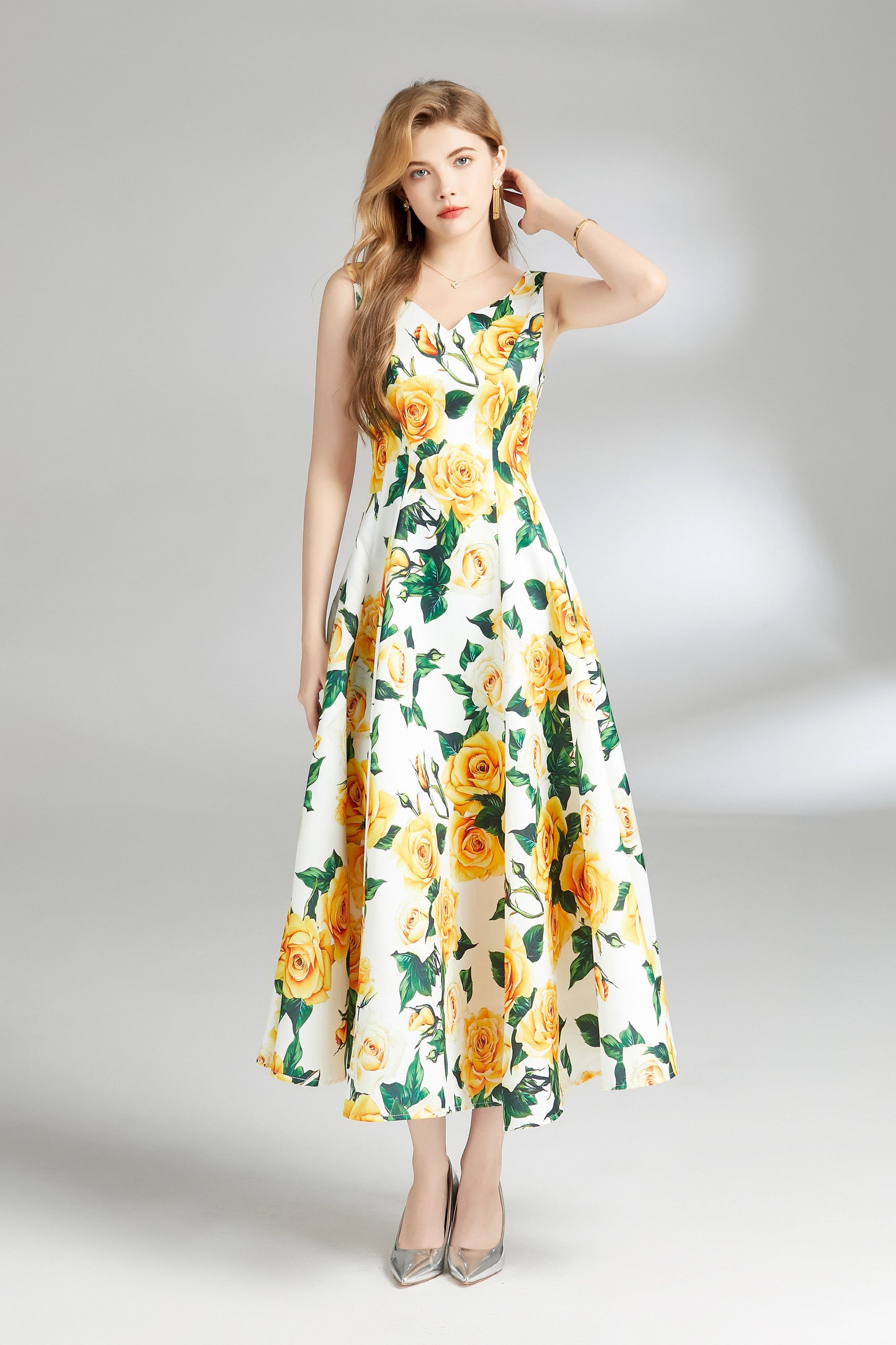 Women's Summer Boho Floral Print Spaghetti Strap Maxi Sun Dress