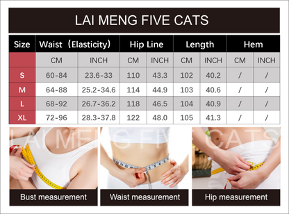 Women's Wide Leg Jeans Lightweight Wasited Elastic Print Y2K Pants - LAI MENG FIVE CATS