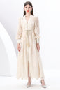 Women's V-Neck Lace Lantern Sleeve Mesh Maxi Dress