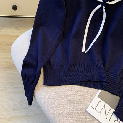 Sailor Collar Knit Top with Tie Front | Soft Early Fall Sweater