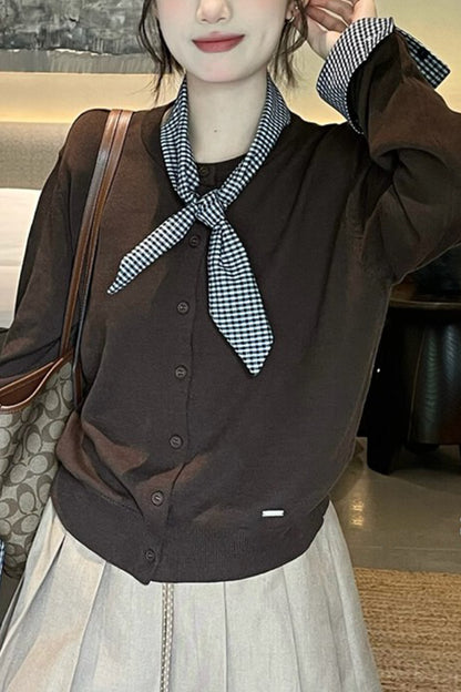 Women's Lightweight Plaid Sweater Cardigan Tops