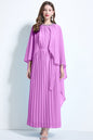 Women's Sleeveless Cape Chiffon Ruffles Maxi Dress