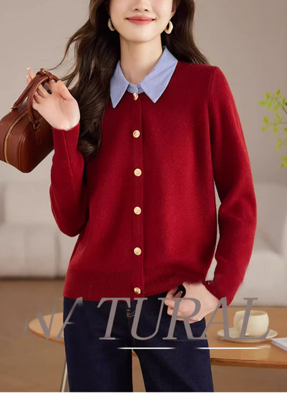 Women's Long Sleeve Sweater Knit Cardigan Tops - LAI MENG FIVE CATS