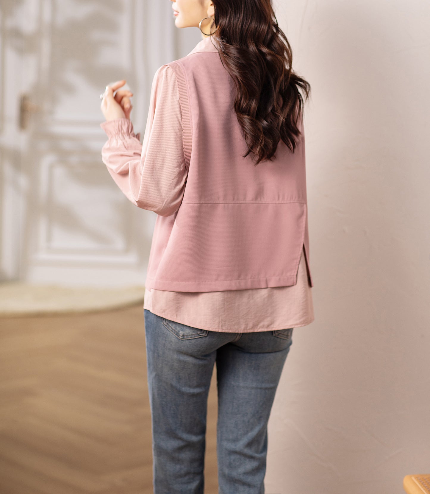 Women's Layered Knit Top | Lightweight Early Fall Collared Sweater Blouse