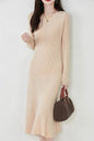 Women's Sweater Crewneck Ribbed Knit Midi Dress