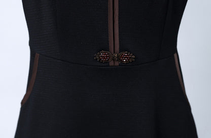 Black & Brown Collared Button-Front Dress | $42.98