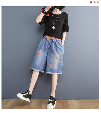 Women's Bermuda Shorts Baggy Jean Denim Shorts - LAI MENG FIVE CATS