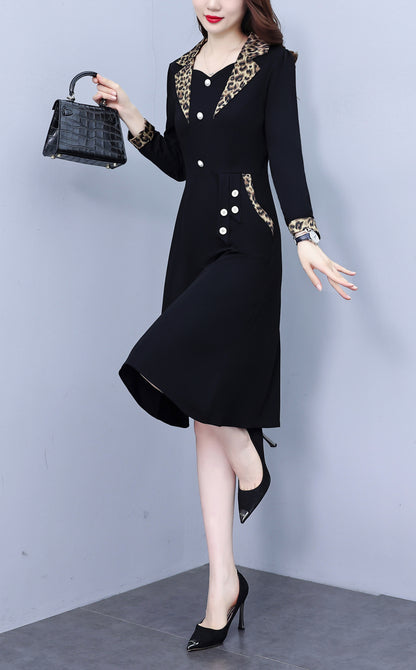 Women'sLong Sleeve Work Office Suit Dress with Pockets