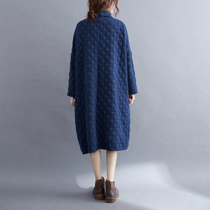 High Collar  Pullover Dress With Pocket