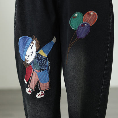 Women Jeans Denim Pants Elastic Waist
