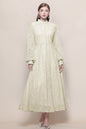 Women's Lace Mandarin Collar High Waist Maxi Dress - LAI MENG FIVE CATS