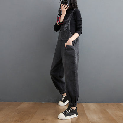 Womens Denim Bib Pants Jumpsuits Adjustable Strap Overalls