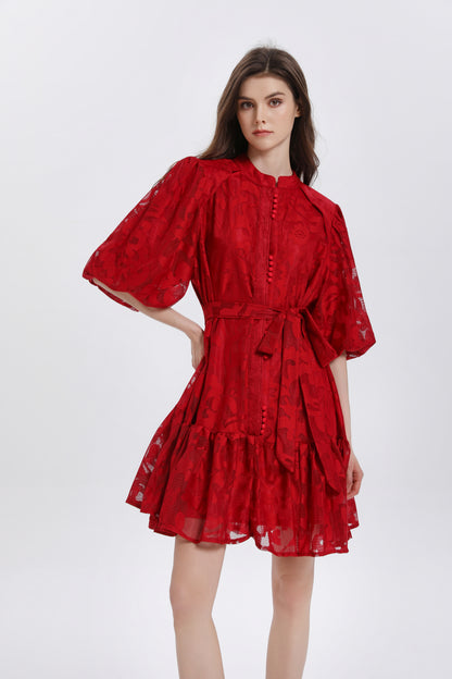 Red Romantic Summer Mini Dress