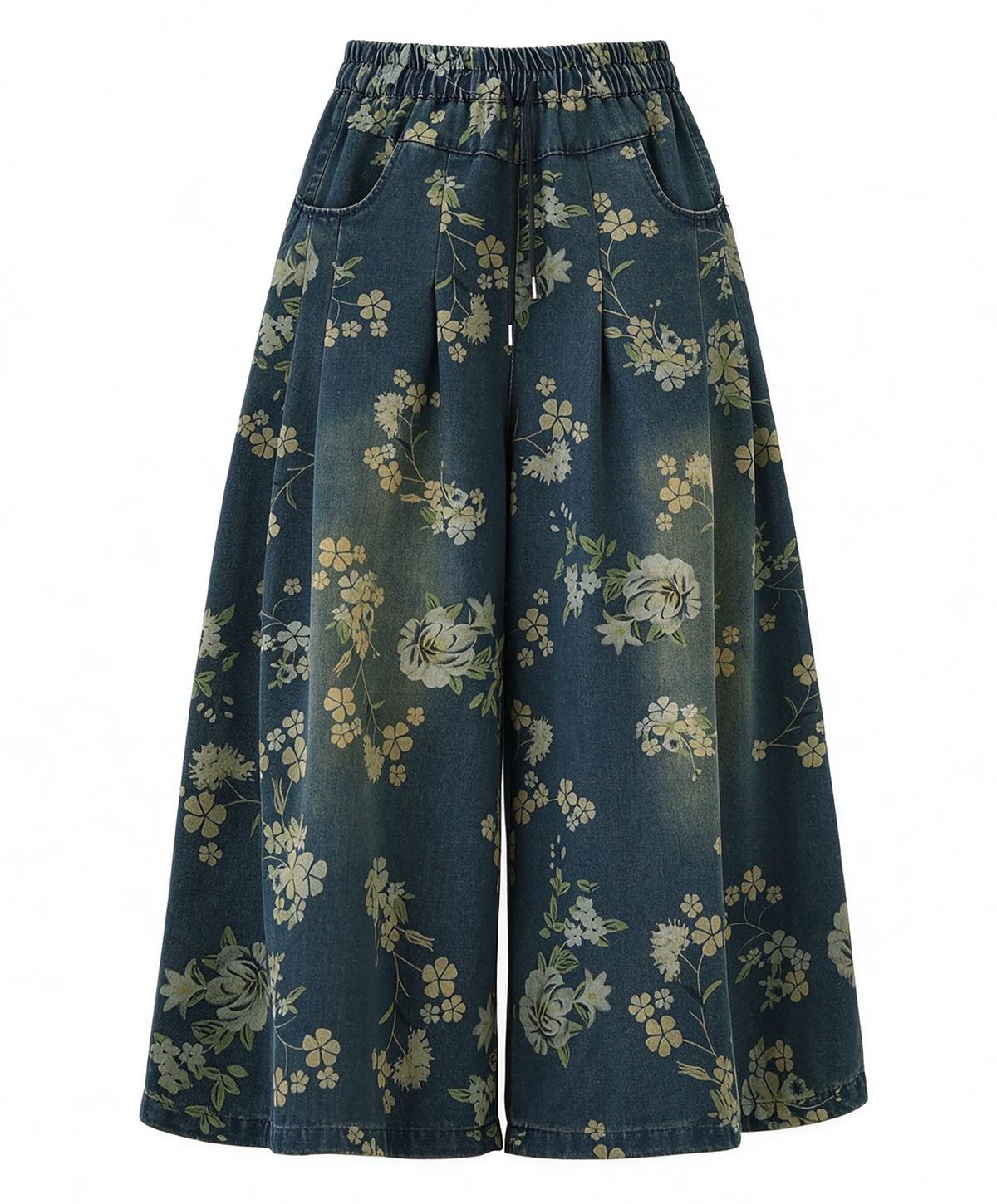 27446 Floral Wide Leg Drawstring Jeans Outfit Ideas