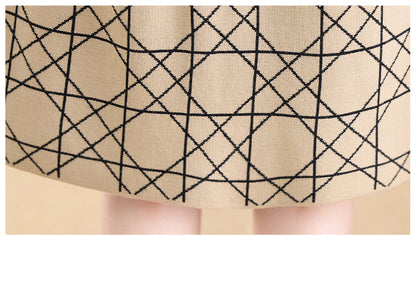 Women's Fall Long Sleeve Knitted Sweater Midi Dress