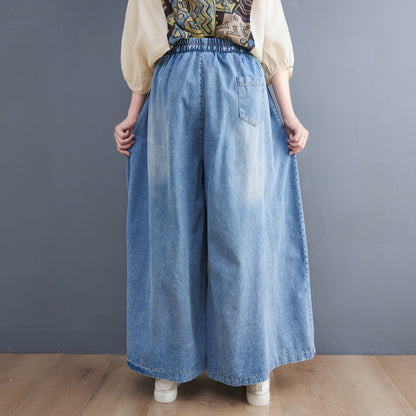 Loose Elastic Waisted Drawstring Wide Leg Pants