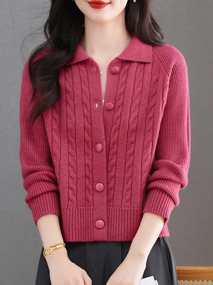 Women's Cable Knit Cardigan Open Front Sweater Jacket