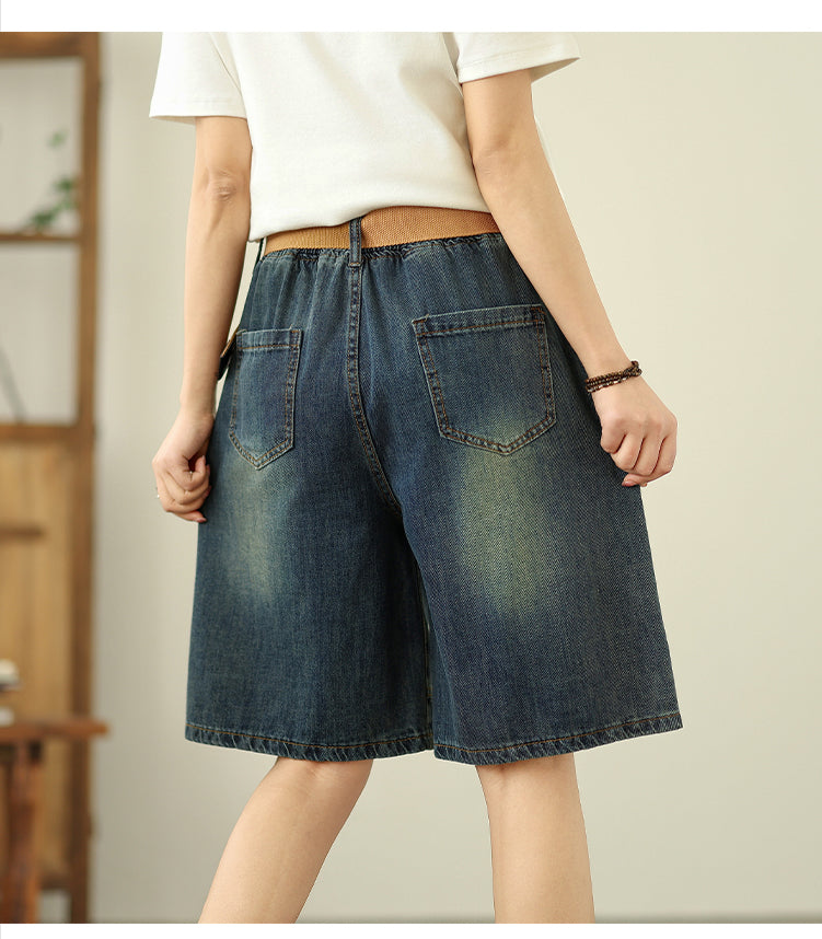 Women's Bermuda Shorts Baggy Jean Denim Shorts - LAI MENG FIVE CATS